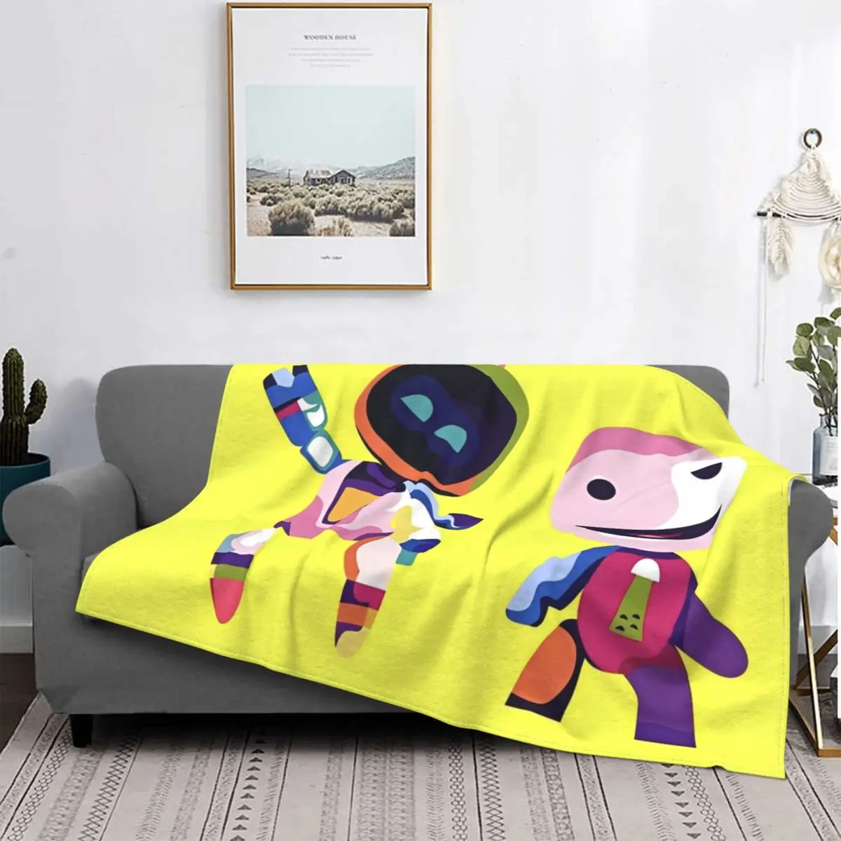 Astro Bot Flannel Blanket Funny Adorable Robots Funny Throw Blanket for Sofa Bedding Lounge Rug Piece