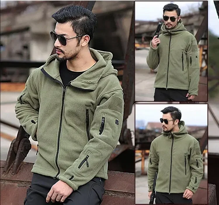 Winter Thickening Tactical Men\'s Jacket Combat Jacket Military Fleece Outdoor Sports Hiking Polar Jacket