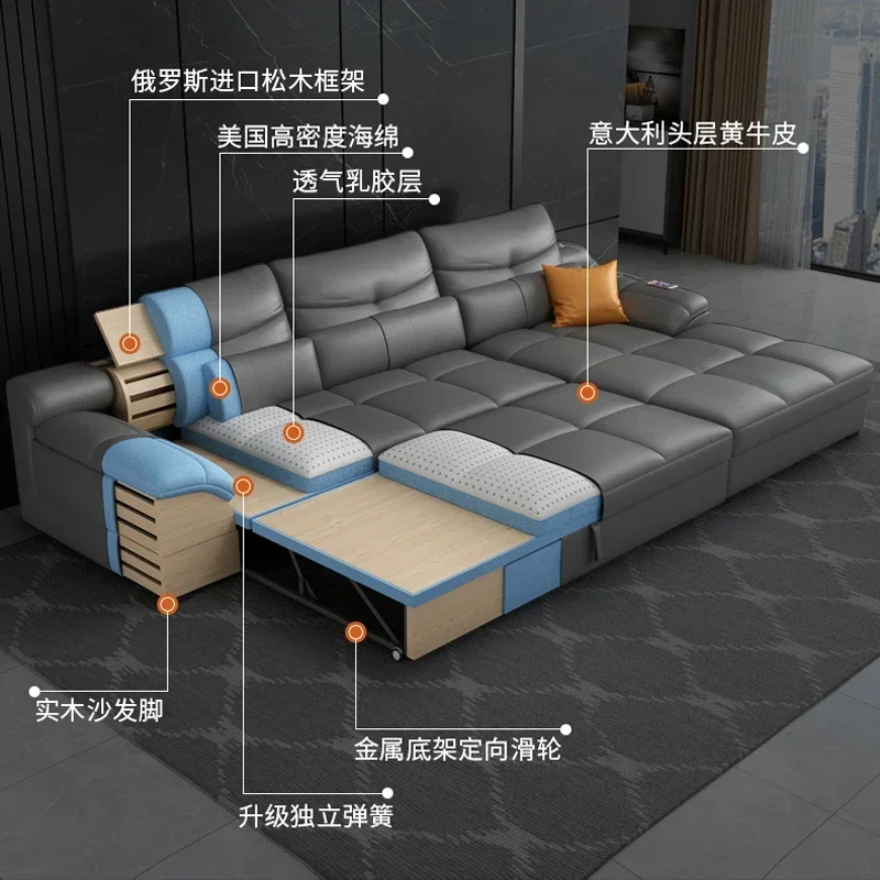 Top - Notch Long - Lasting Genuine Leather Top Layer Cowhide Size Unit Furniture Corner Leather Sofa Combination Superior
