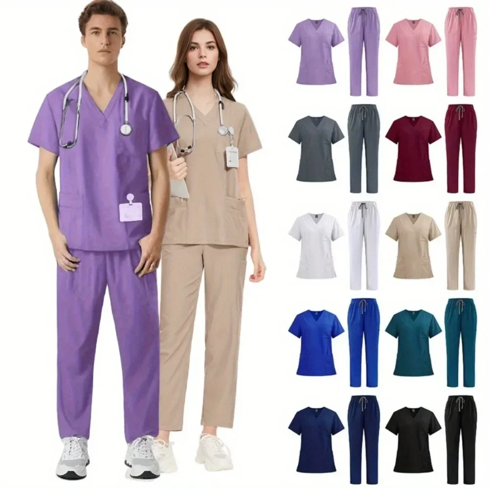 

Scrubs Set for Women Classic Top and Jogger Pants with Stretch Nursing Uniform Scrub Suit