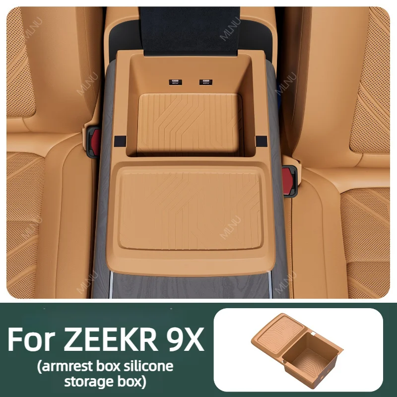 Armrest Box Organizer For ZEEKR 9X 2025-2026 Accessories Silicone Material Scratch-Proof Waterproof Stain-Resistant Washable
