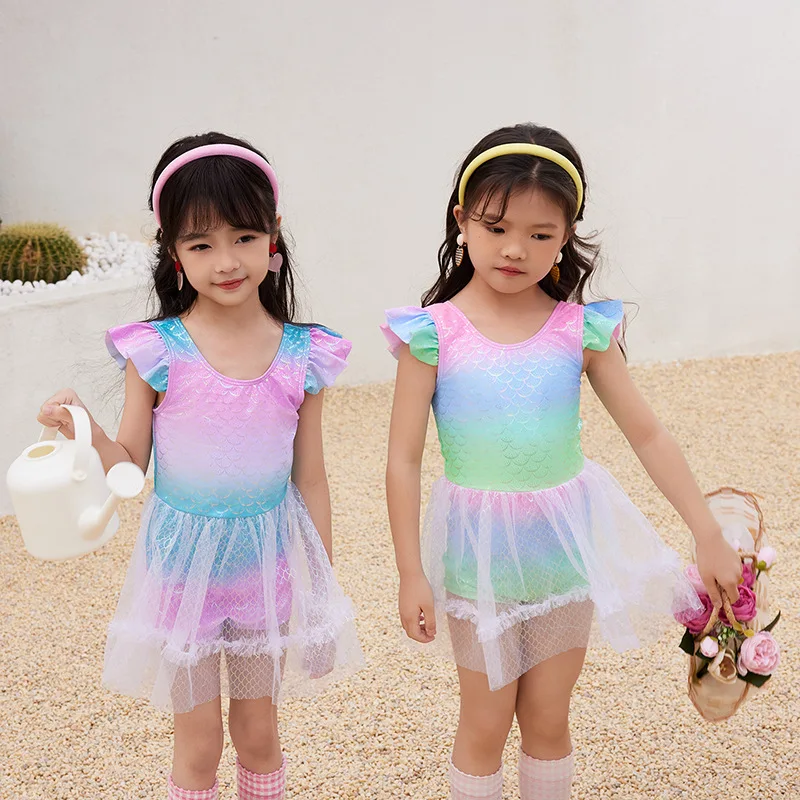 

Очаровательный слитный купальник-русалка из фатина в корейском стиле для девочек ясельного возраста, для пляжа и бассейна, на отпуск, 2026