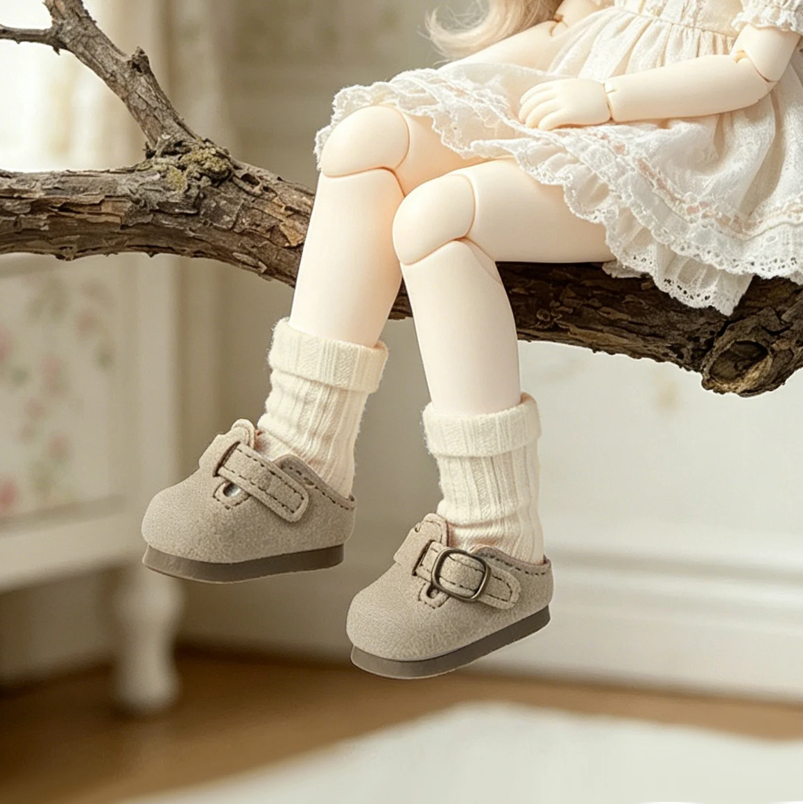 

1/6 BJD Doll Slides Kawaii Fashion Retro All Match Solid Color Beige Trendy Casual Shoes for Small 1/6 GL 30cm Doll Accessories