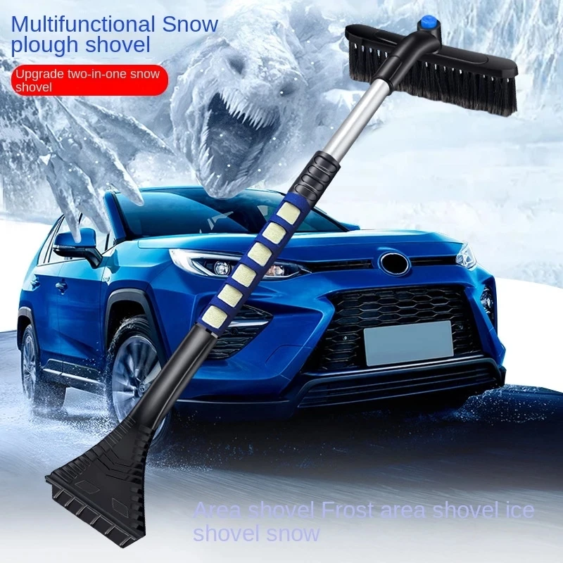 Vehicle Snow Shovel Multi-purpose Vehicle Deicing Snow Plow Double Head Aluminum Alloy Snow Plow Brush Retractable Snow Scar