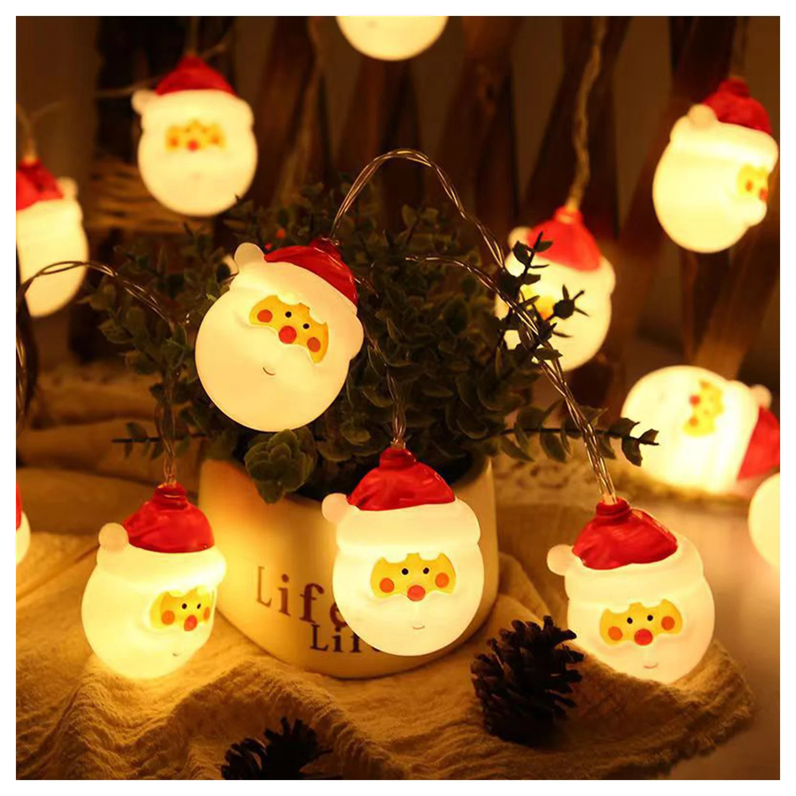 1.5m 10 Lamp Christmas Bear Santa String Lights Waterproof LED Outdoor Fairy Lights Suitable Ball Carnival Party Christmas Decor