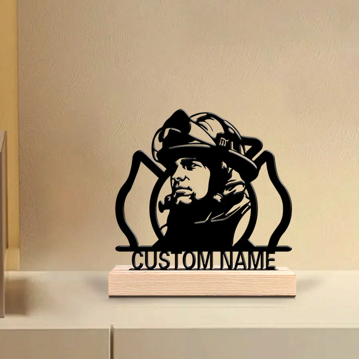 1pc Minimalist miner Customizable Letter Metal Statue Art Figurine With Wood Base Tin Statue For Friend Gifts