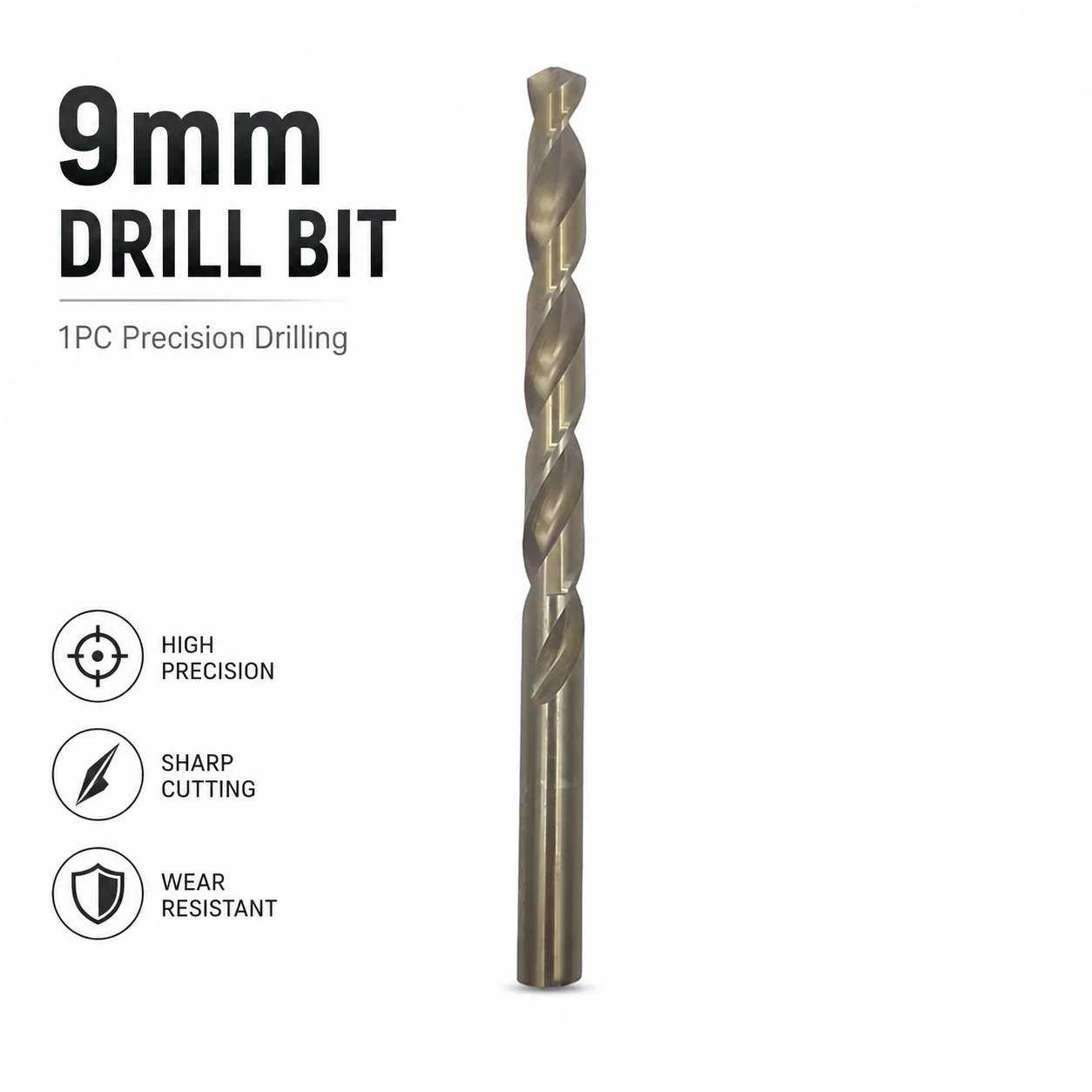 9mm Cobalt HSS Twist Drill Bit Straight Shank Sharp High Hardness Drill Bit for Stainless Steel Wood Plastic DIY Power Tool