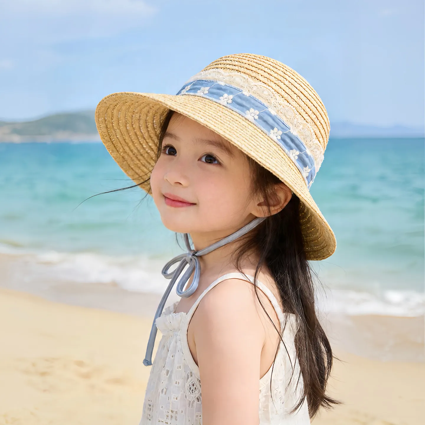 Sommerlicher Retro-Sonnenhut aus dünnem Stroh, stilvoll geformt, UV-Schutz, Strandmütze für Babys, Mädchen, Outdoor-Reisen – Detail 4