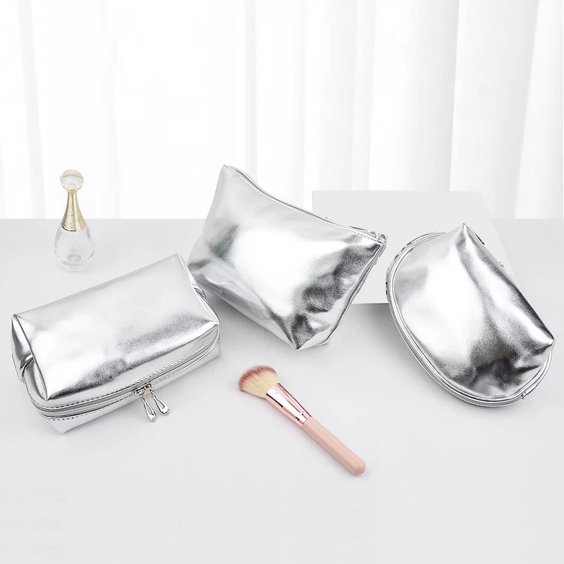 Soft PU Leather Mini Zipper Coin Storage Bag Women Multifunctional Lipstick Makeup Key Organizer Card Holder Silver Purse Wallet