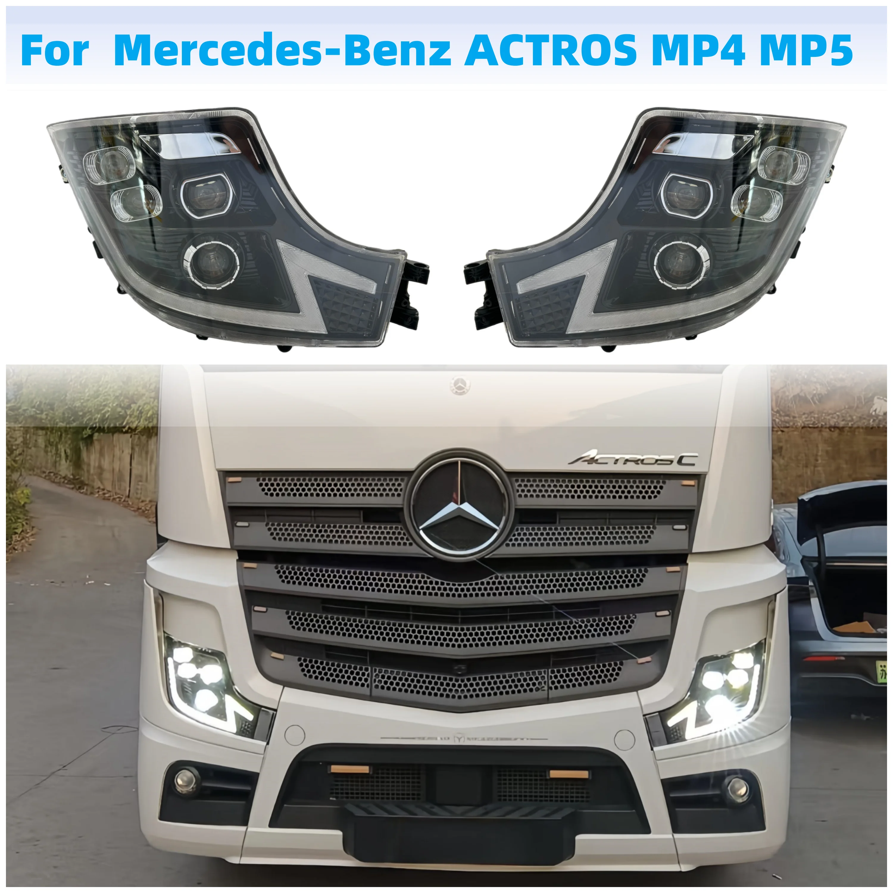 

1PCS 24V FULL LED headlight Compatible With Mercedes-Benz ACTROS MP4 MP5 EURO TRUCK with Daytime Running Light