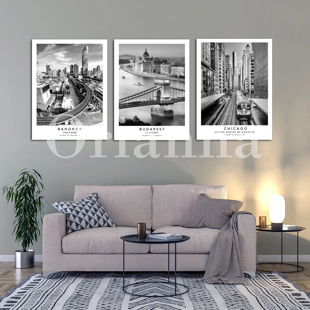 Florence Zanzibar Munich Singapore Bangkok London Prague Krakow Budapest Chicago Travel Print Black And White City Art Poster