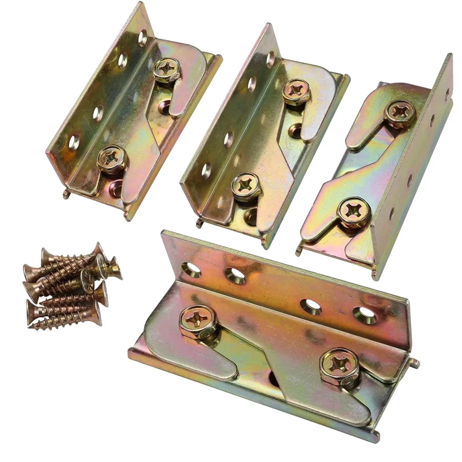 

4 Pieces Bed Rail Brackets Hardware Screws Included Fastener Fixed Accessories Wood Bed Corner Code Furniture Bed Rail Fittings