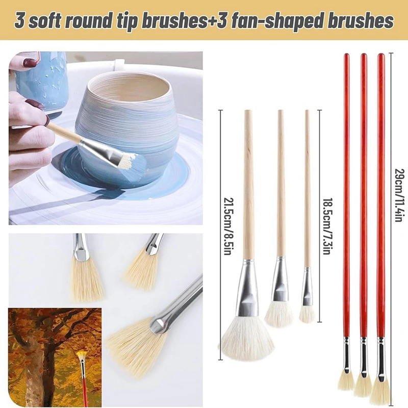 15Pcs Pottery Glaze Brushes Paint Brushes Set - Ceramic Brushes Painting Tools, For Acrylic Painting Watercolor Ceramic