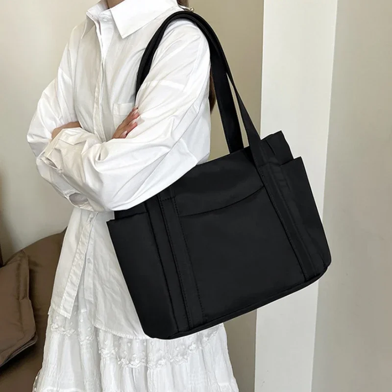 High Quality Commuting Tote Bag Simple Nylon Women's Shoulder Bag Large Capacity Student Class Handbag