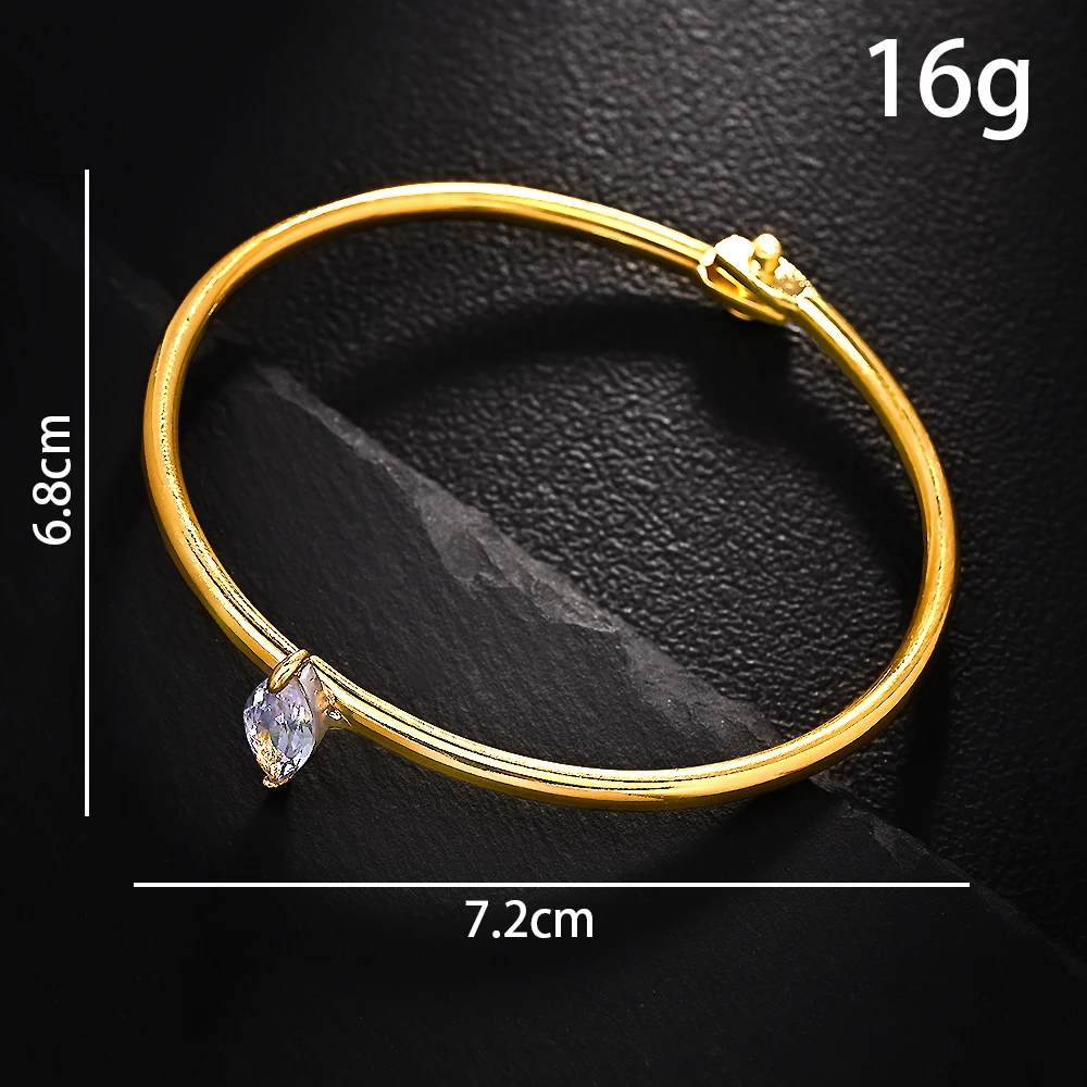 Women's Open Cuff Bangle Marquise CZ Stackable Bracelet Minimalist Adjustable Luxury Jewelry Wedding Gift for Women