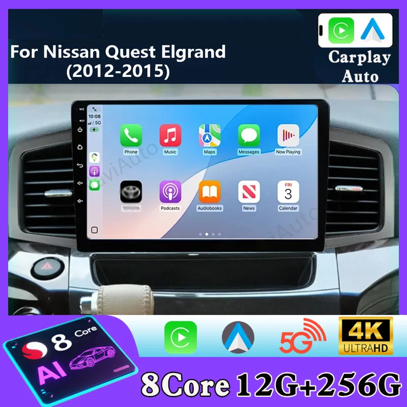 Android 16 Carplay 2din for Nissan Quest Elgrand 2012 - 2015 Car Radio Multimedia Stereo GPS Headunit  Autoradio