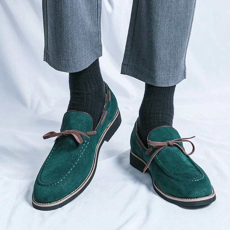 

Summer Frosted Leather Loafers Men Round Toe Breathable Simple Lightweight Retro Fashionable Driving Walking Casual Shoes
