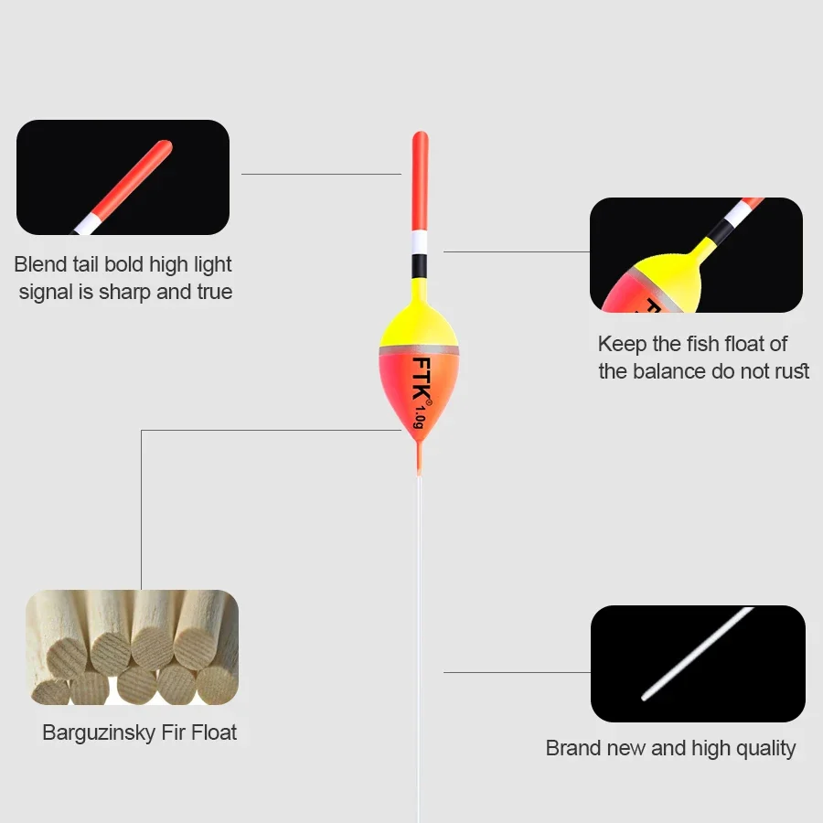 TINSOL 5 قطعة الصيد يطفو العمودي العوامة Barguzinsky التنوب تعويم 18 سنتيمتر-22.5 سنتيمتر الطفو 1 جرام-4 جرام الأسماك تعويم لصيد سمك الشبوط