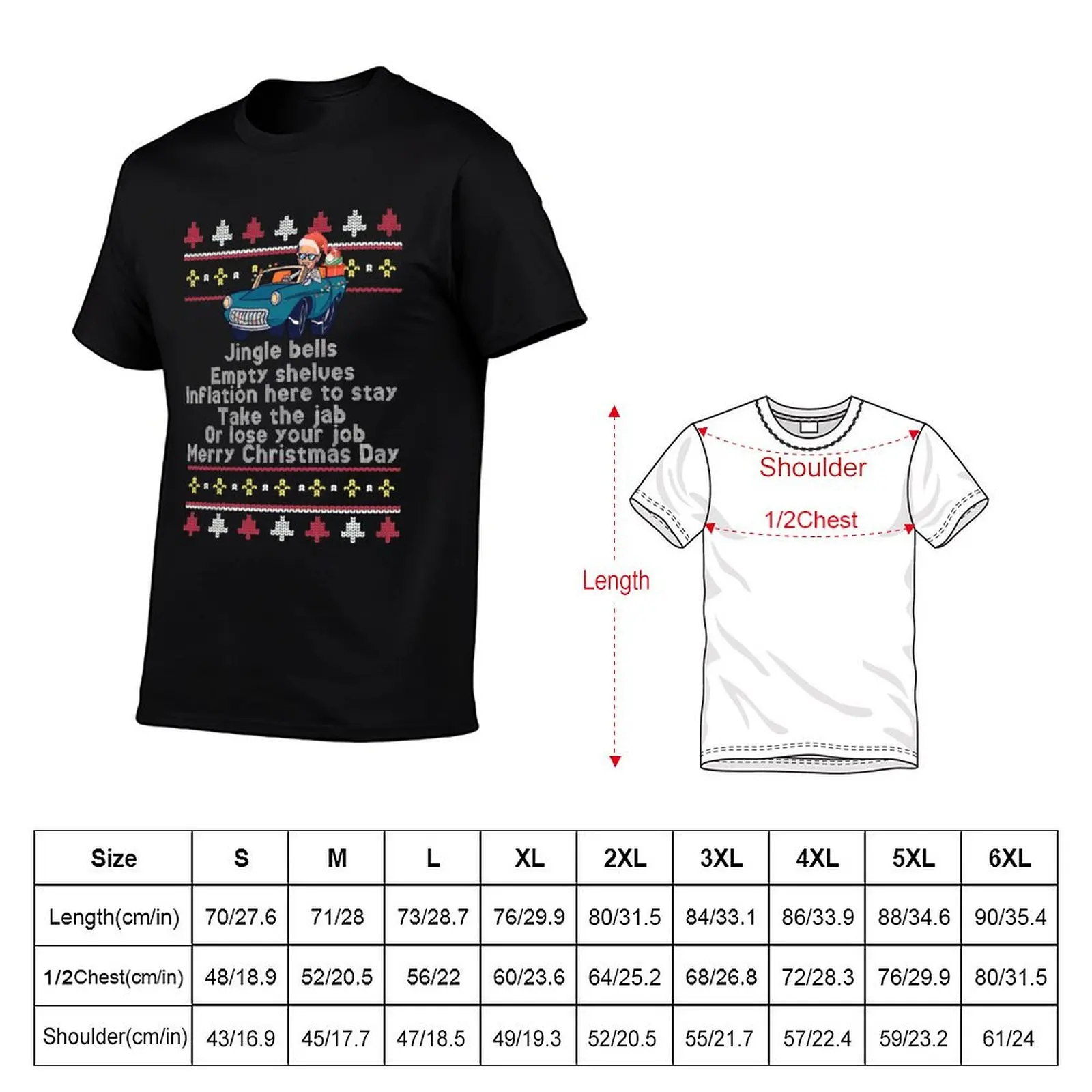 Jingle Bells Empty Shelves Biden Ugly Christmas Sweater Xmas T-Shirt Everyday Wear Basic Short Sleeve Top