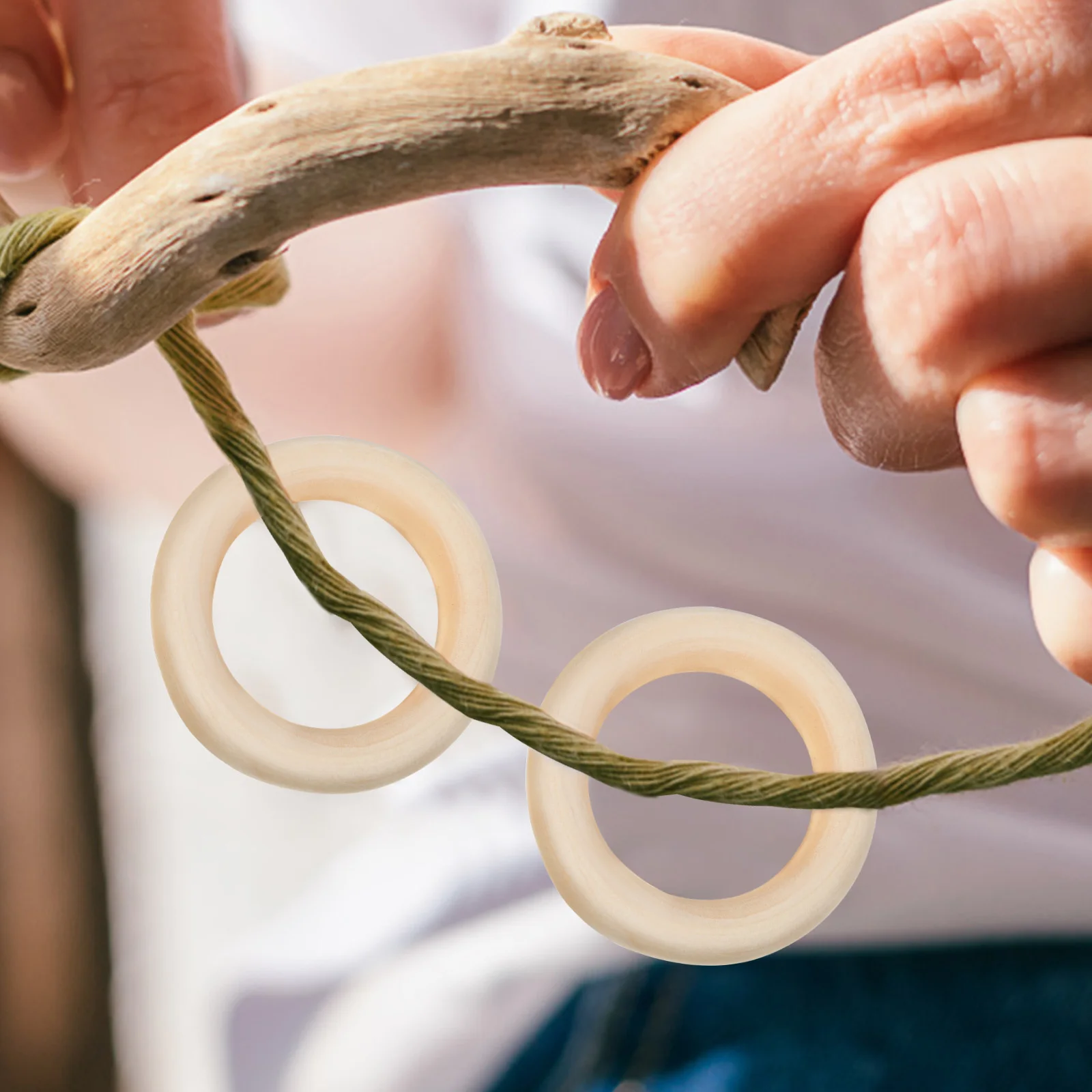 

30 Pcs Rings 55mm Diameter Wooden Rings 10mm Thick Natural Wood DIY Crafts Macrame Jewelry Beads Accessories Hoops