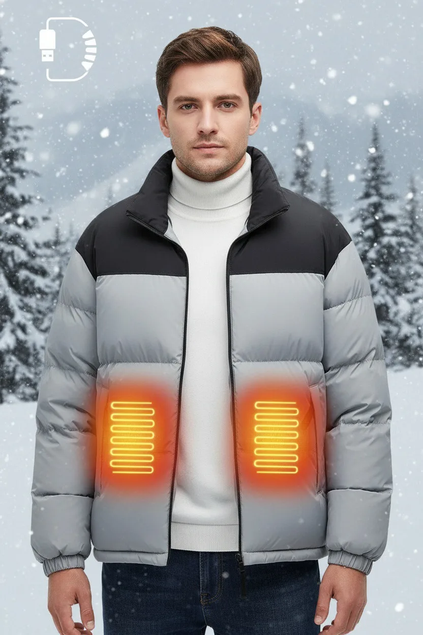 

Winter 2025 Men Outdoor Cotton Jacket 6 Zone Heating USB Electric Heating Clothing Anti-Cold Warmth Motorcycle Street Gear Coats