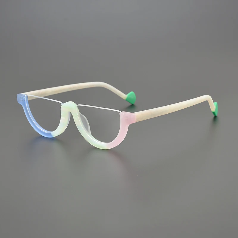 Frosted textured semi-round glasses frame men\'s and women\'s fashion acetate optical frames Luxury brand prescription glasses