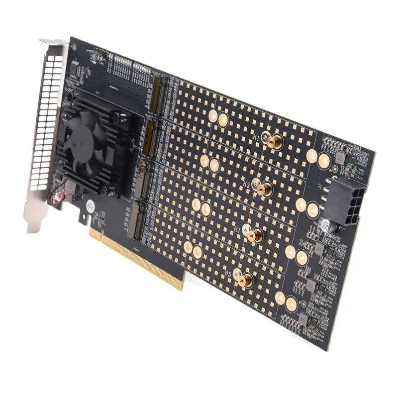 NEW-Pcle 3.0 To M.2 NVME 8-Disk Expansion Card 8 Disk M.2 NVME Expansion Card PLX8749 Free Drive