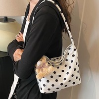 1PC Pure Color Polka Dot Shoulder Bag Fashion Armpit Bag Bucket Bag Comes with Pendant Women Handbags Luxury Designer Handbag