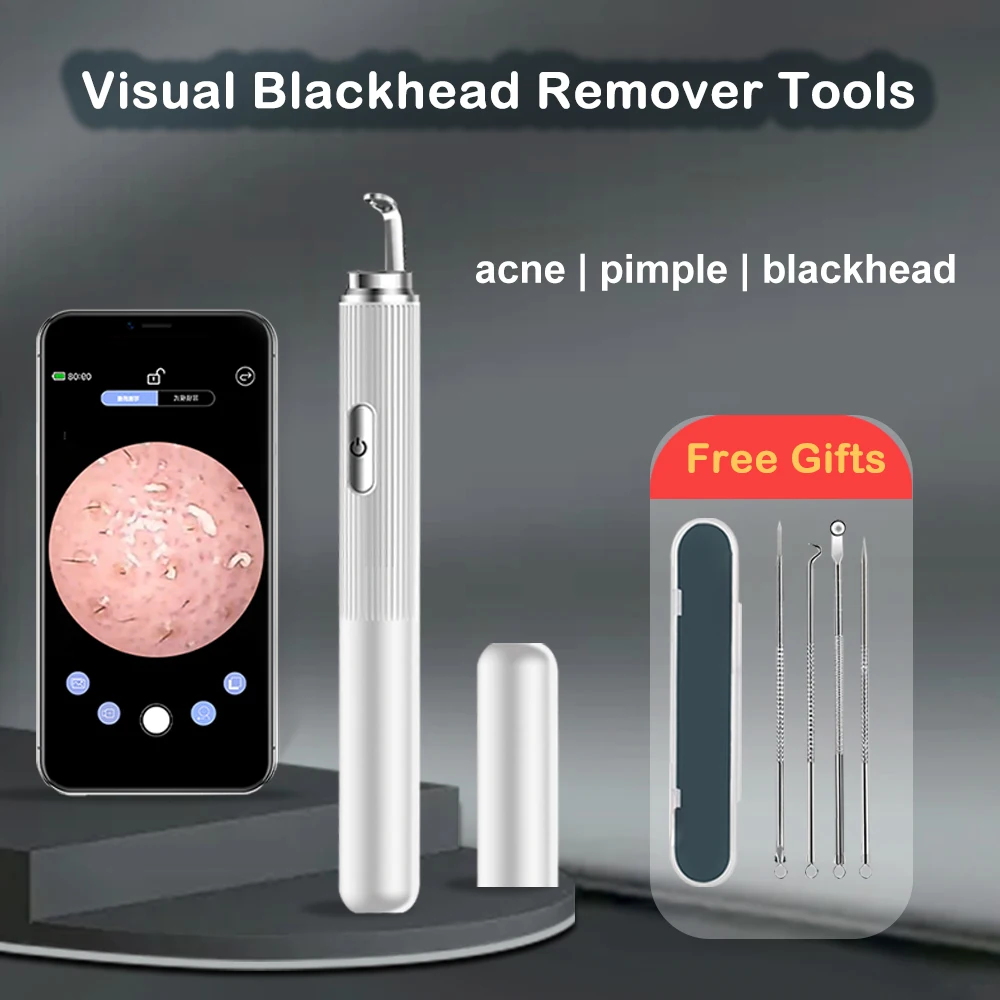 

Visual Blackhead Remover Tools with Camera for Pore Cleaner Pimple Whitehead Comedone Acne Extractor Kit