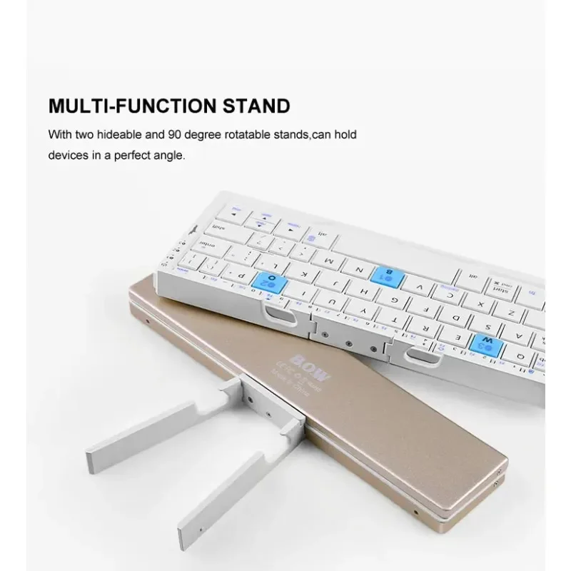 Tri-folding foldable Bluetooth Wireless Keyboard Aluminum Housing for iPad 7 8 9 iPhone 11 12 13 14 Z Fold 4 MateXS MiX Fold