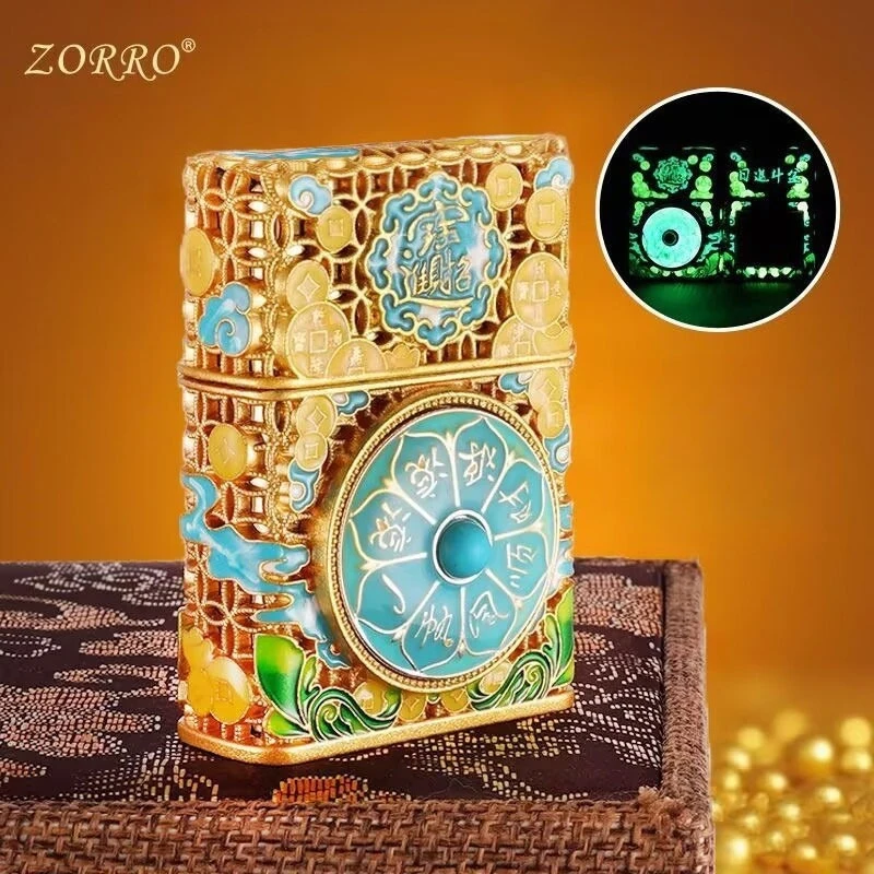 

ZORRO новая эмалированная керосиновая зажигалка с тиснением, светящаяся ветрозащитная зажигалка в китайском стиле, изысканный резной мужской подарок.