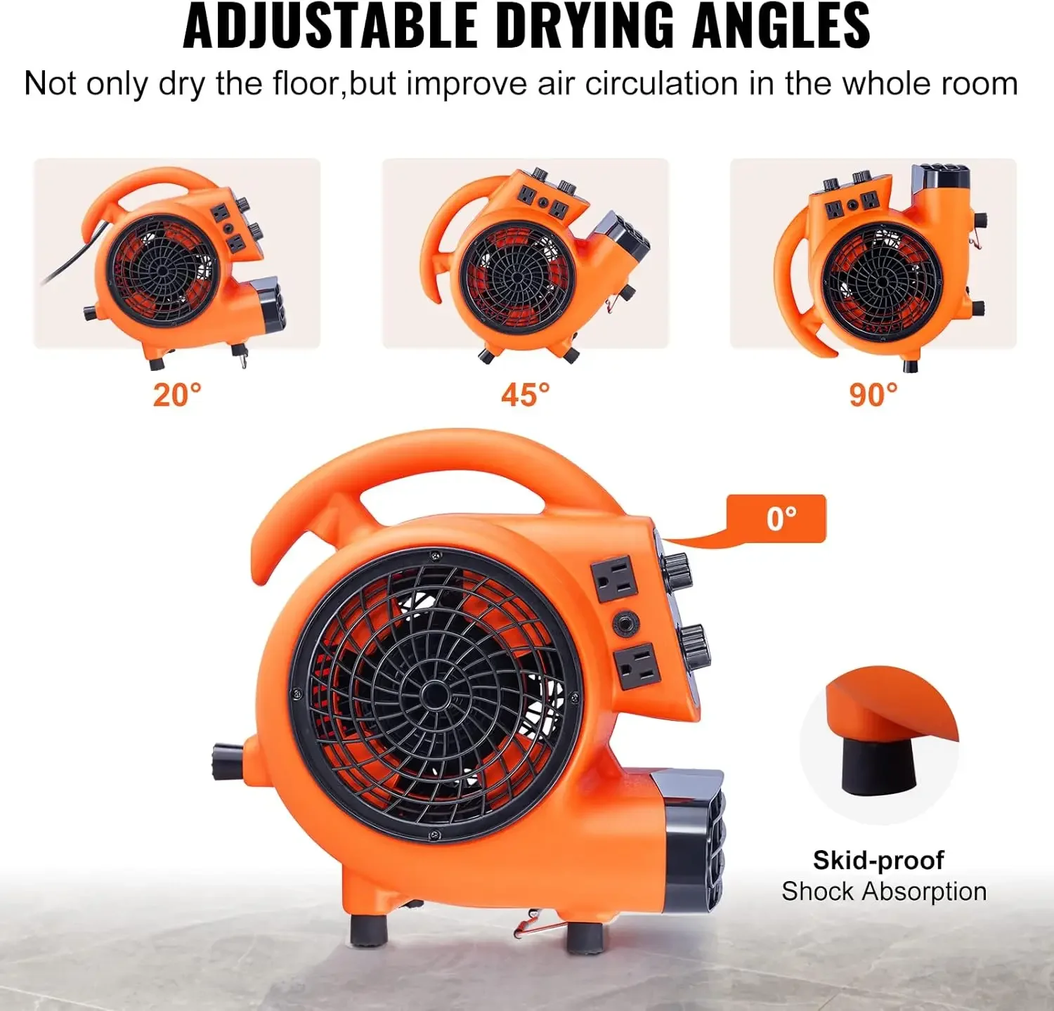 

Air Mover,1/4 HP 1000 CFM Carpet Dryer for Cooling and Ventilating,Portable Floor Blower Fan with 4 Blowing Angles and Time