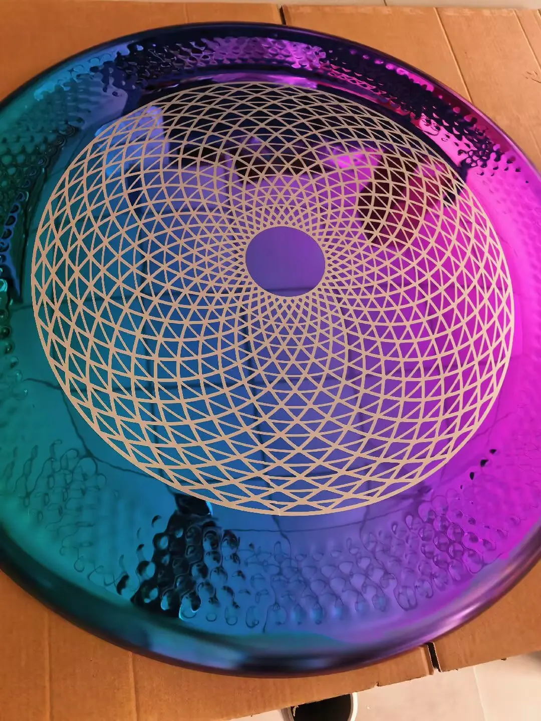 Arborea Professional Wholesale 34Inch Colorful Alloy Gong Engraved Geometry Pattern Meditation Sound Healing (Without Gong