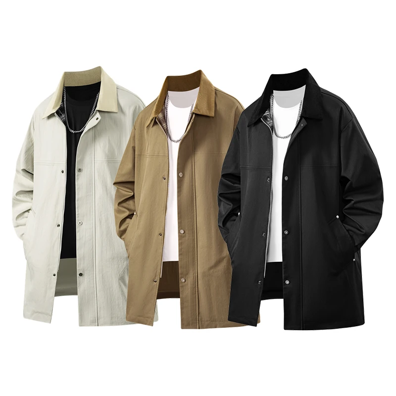Fall men's and women's trendy Hong Kong-style mid-length high-end fashion coat jacket 2026 new model M-8XL