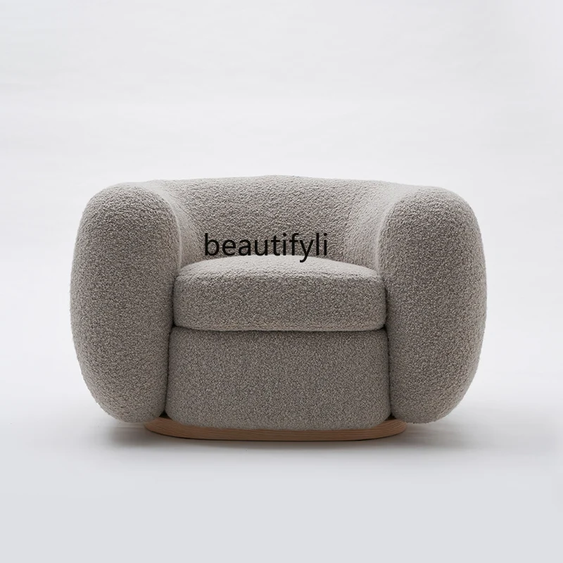 

Gray Lambswool Couch Large and Small Apartment Type Living Room Balcony Leisure Armchair Silent Style Fabric