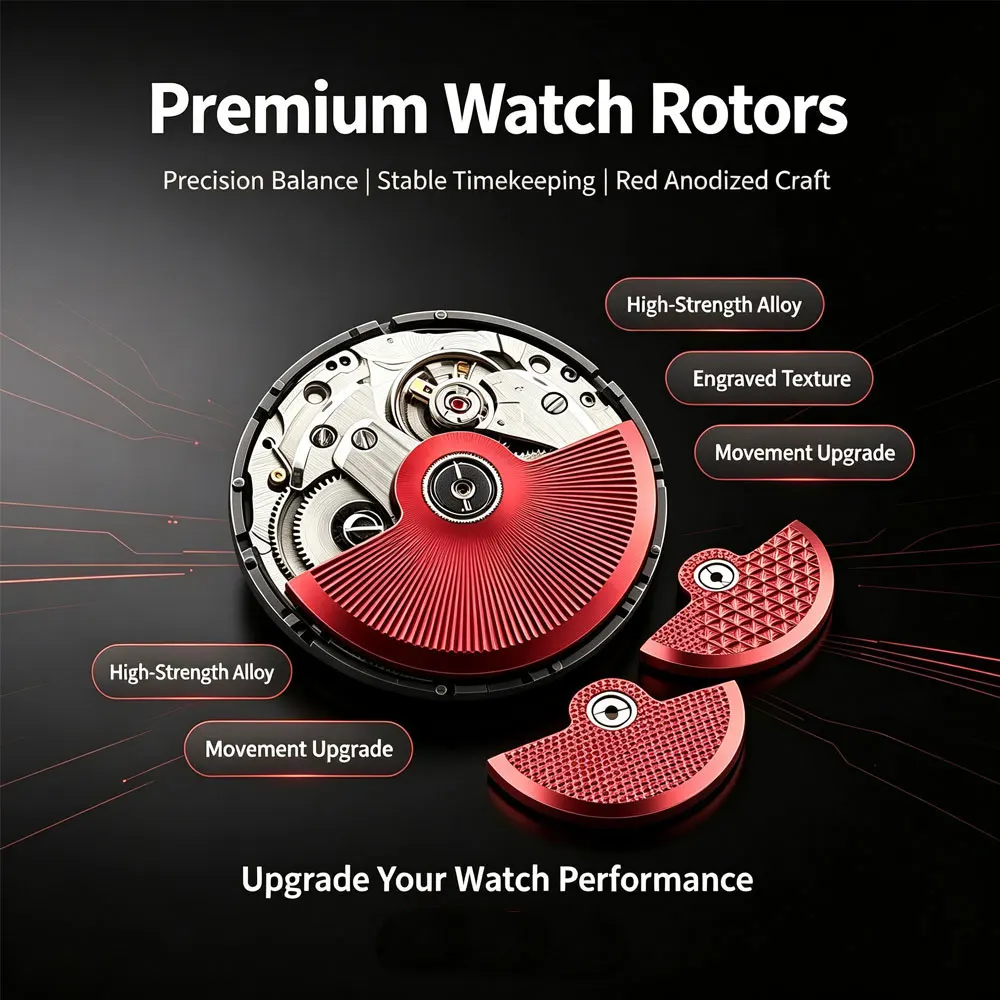 Red NH35 Movement Rotor Fit for NH35 NH36 NH38 NH39 4R35 7S26 Movement Pendulum Oscillating Weight Refit Hammer Rotor
