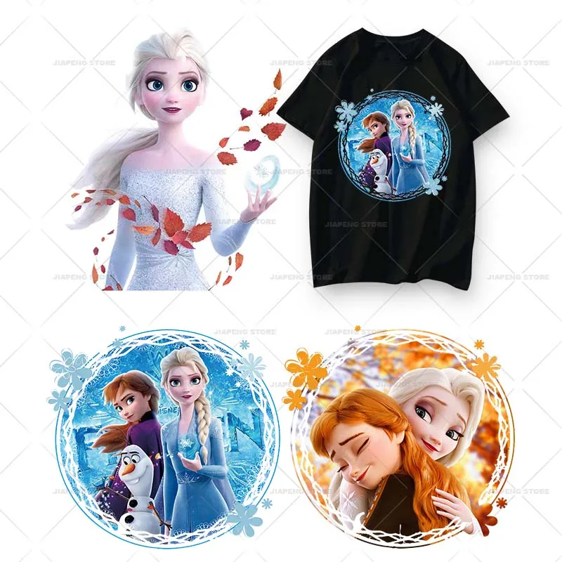 Frozen Heat Transfers Vinyl Stickers Disney Elsa Anna Princess Patches for Clothing Cute Cartoon Iron on Patch for Clothes DIY