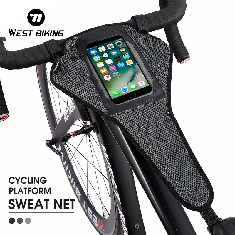 

WEST BIKING Bike Trainer Sweatbands With Phone Pouch Case Home Exercise Cycling Sweat Absorb Guard MTB Road Bicycle Accessories