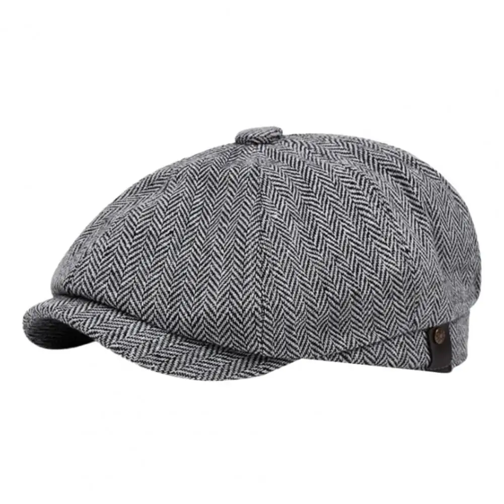 Chapéu de jornaleiro masculino forrado de lã gorros de inverno retro boina chapéus casuais unisex selvagem octogonal boné estilo inglês masculino bonés de rua