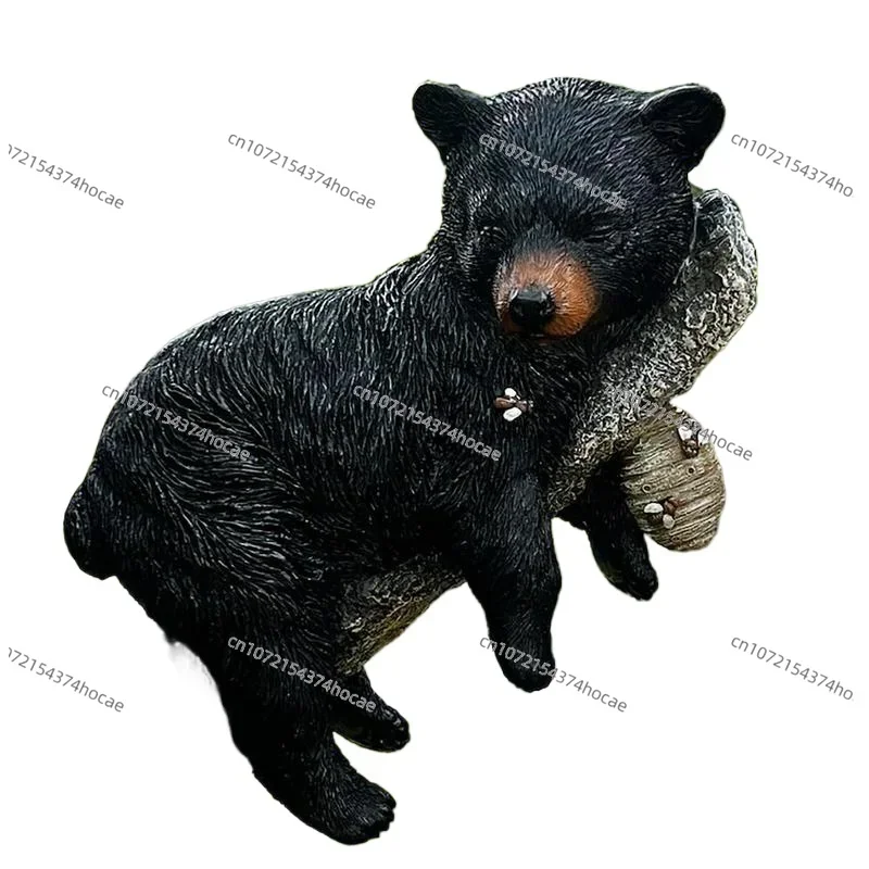 Black Bear Cub Napping Statue Hanging Out The Tree Resin Figurine Animal Decoration For Indoor Outdoor Courtyard Gardens Hedge