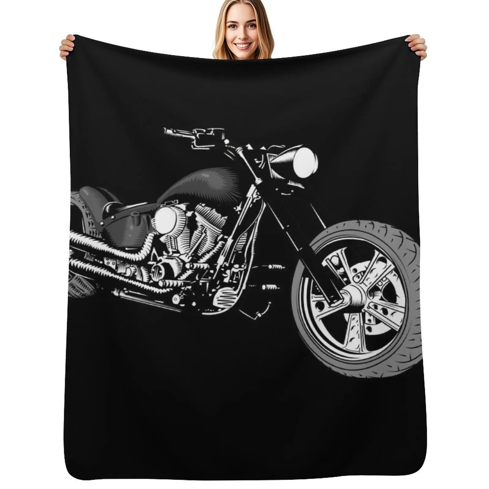 

HD Softail Motorcycle, Grey and Black Throw Blanket Thin Blankets Sofas Of Decoration Sleeping Bag Blankets For Sofas Blankets