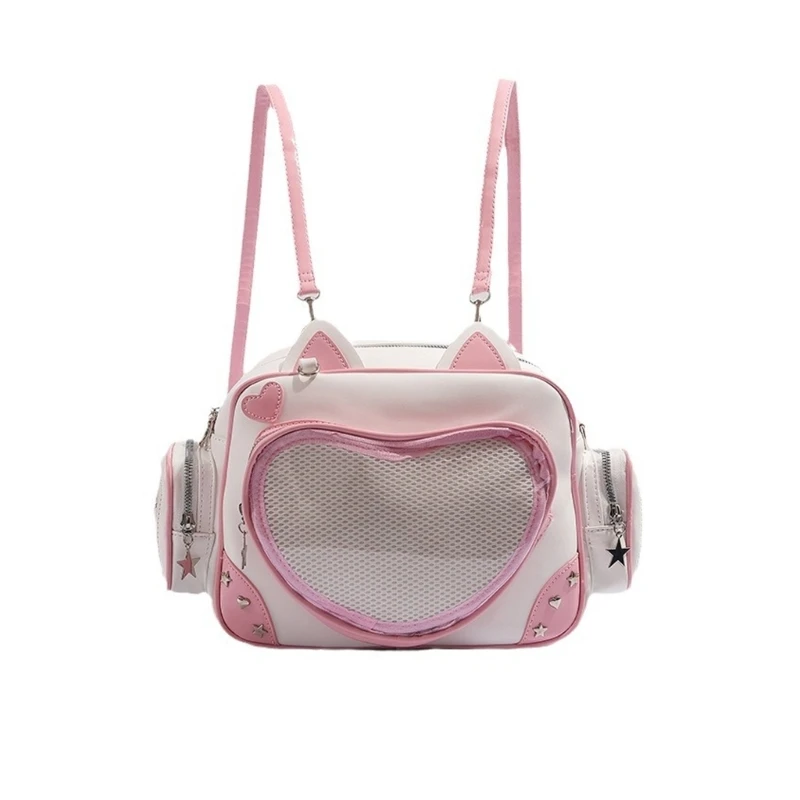 340D Trendy Cats Display Bag with Adjustable Strap and Spacious Interior School Backpacks PU Shoulder Bags for Students