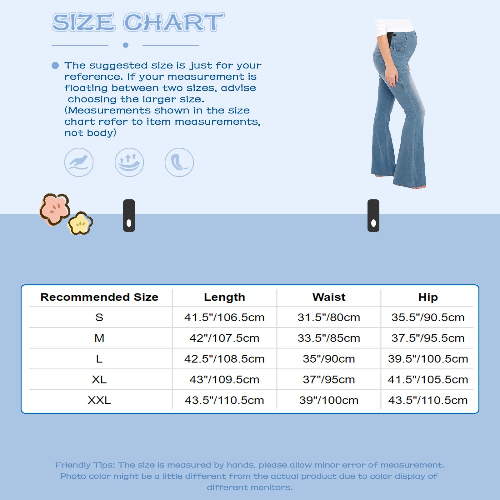جينز نسائي للأمهات كاجوال متوسط الخصر مرن قابل للتعديل بخصر جانبي قابل للتمدد سروال جرس من قماش الدنيم مع جيوب