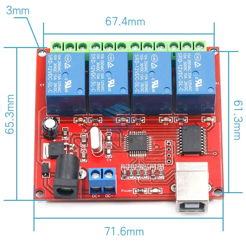 5V 12V 24V 4 Channel USB Relay Control Switch Programmable Computer Control For Smart Home PC Intelligent Controller