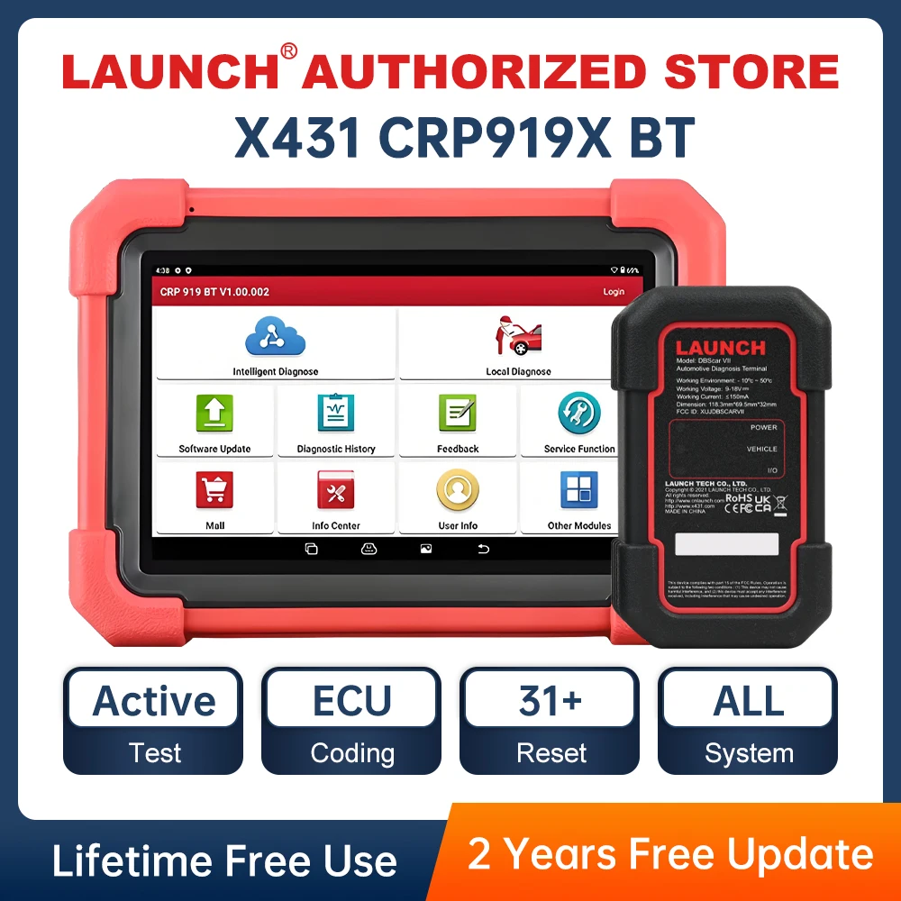 

Диагностический сканер X431 CRP919X LAUNCH BT DBScar VII VCI для автомобилей, OBD/OBD2, с функциями активного тестирования, кодирования ЭБУ, CANFD, DOIP, 31+ функций сброса