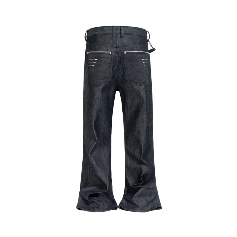 HKSH Spring Autumn New Men Tide Punk Retro Chic Ins Denim Pants Fashion High Street Straight Y2K Vibe Jeans Flared Dark HK24617