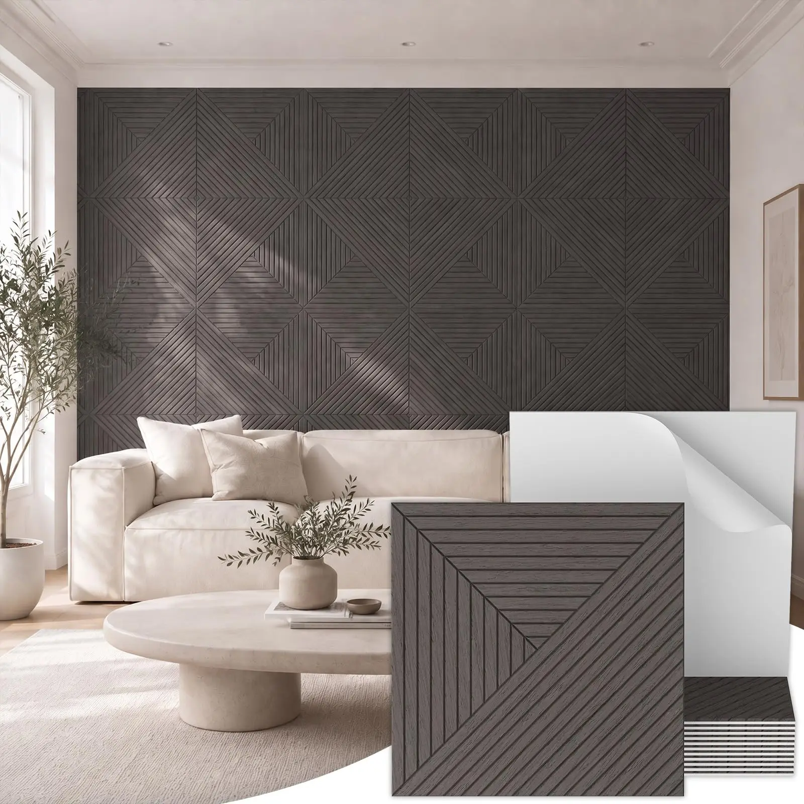 12 Pack Acoustic Panels Peel and Stick, 23.6''x23.6''-46.5 sq.ft. from Asurion, LLC