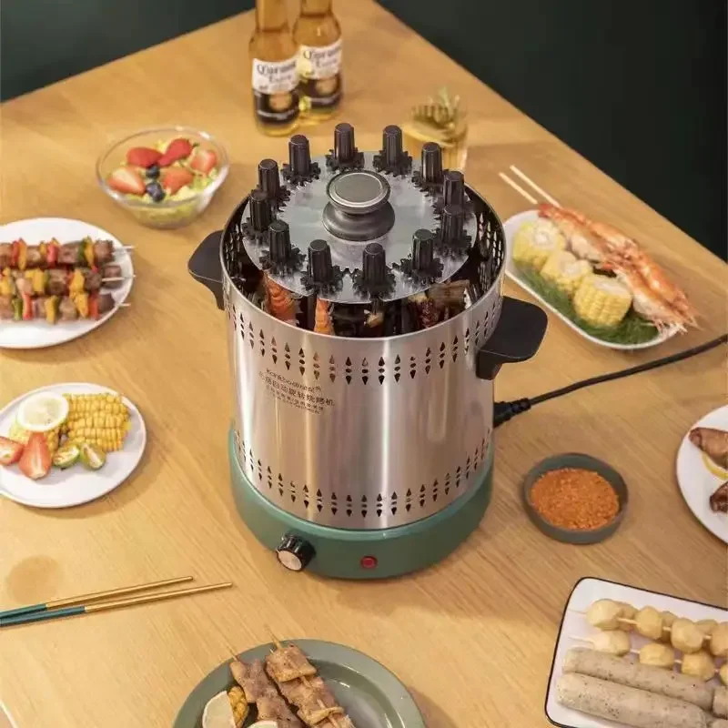 Stainless Steel Rotisserie 12pcs 360 Degree Rotating Kebab Grill Electric Bbq Skewers Rotating Smoke-free Barbecue Machine