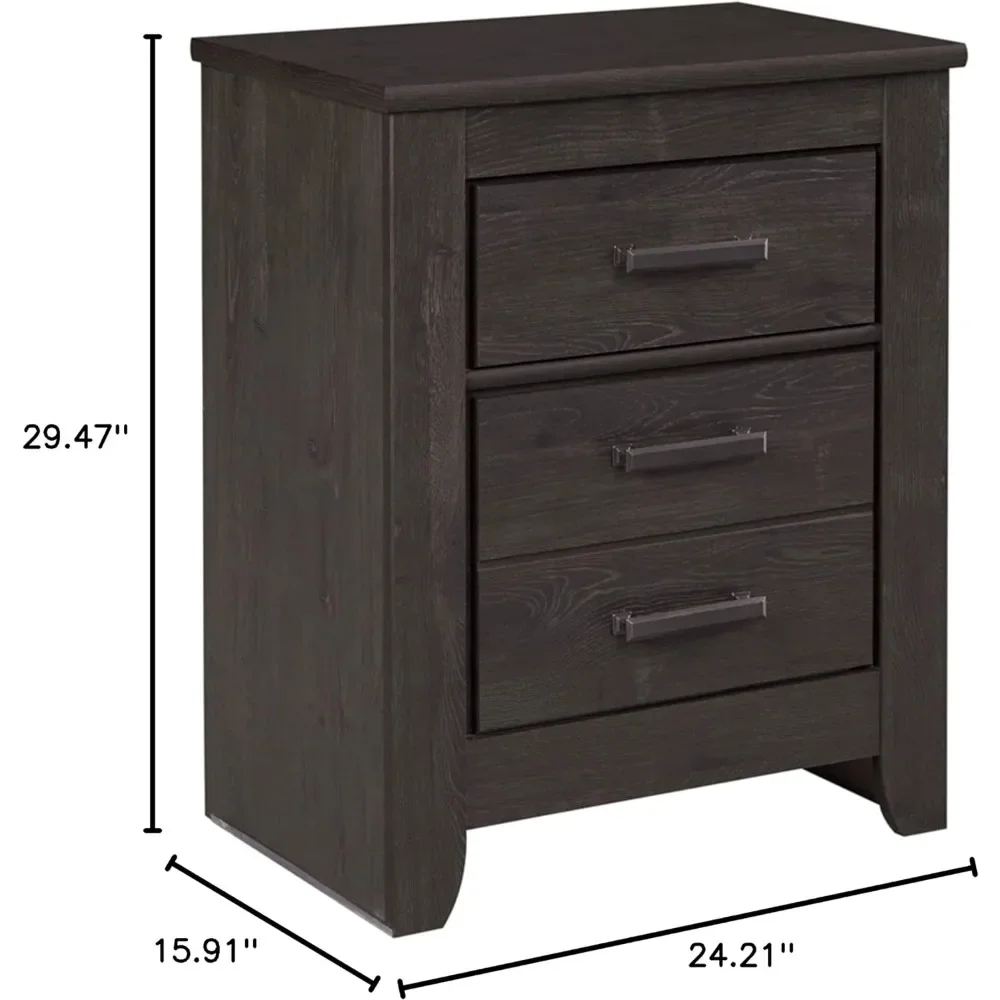 Brinxton Urban Contemporary 2 Drawer Nightstand Home Furniture Charcoal Freight Free Bedside Table Bedroom