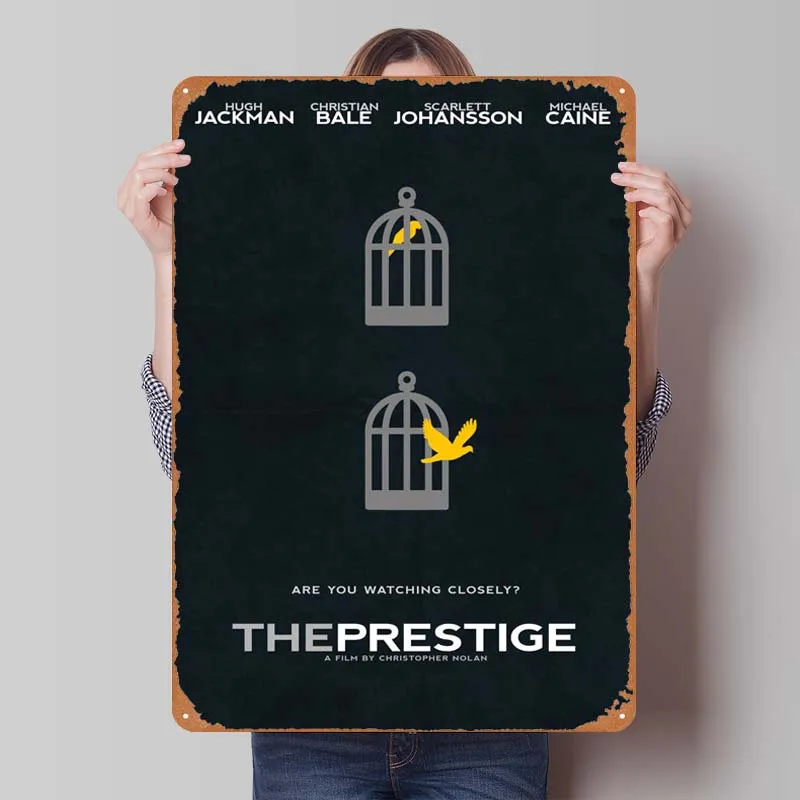 The Prestige Minimal Art Classic Movie Poster Room Decoration Metal Tin Signs Vintage for Bar Garage Wall Decoration House Decor